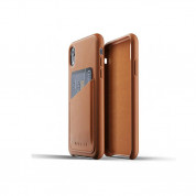 Mujjo Full Leather Wallet Case- кожен (естествена кожа) кейс с джоб за кредитна карта за iPhone XR (кафяв) 3