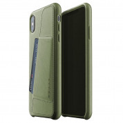Mujjo Leather Wallet Case - кожен (естествена кожа) кейс с джоб за кредитна карта за iPhone XS Max (маслинен) 1