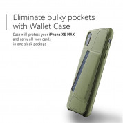 Mujjo Leather Wallet Case - кожен (естествена кожа) кейс с джоб за кредитна карта за iPhone XS Max (маслинен) 3