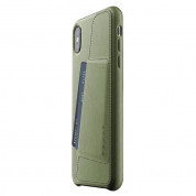 Mujjo Leather Wallet Case - кожен (естествена кожа) кейс с джоб за кредитна карта за iPhone XS Max (маслинен)