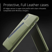 Mujjo Leather Wallet Case - кожен (естествена кожа) кейс с джоб за кредитна карта за iPhone XS Max (маслинен) 4
