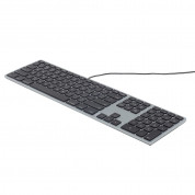 Matias Backlit Wired Aluminum Keyboard with Numeric Keypad - качествена алуминиева жична клавиатура с подсветка за Mac (тъмносив) 