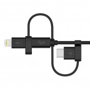 Belkin Universal Cable with Micro-USB, USB-C and Lightning Connectors - качествен USB кабел с Lightning, microUSB и USB-C конектори (черен) 1