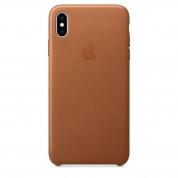 Apple iPhone Leather Case - оригинален кожен кейс (естествена кожа) за iPhone XS Max (кафяв)