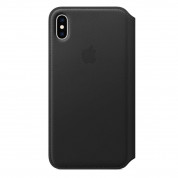 Apple Leather Folio Case - оригинален кожен (естествена кожа) калъф за iPhone XS Max (черен) 4