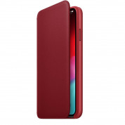 Apple Leather Folio Case - оригинален кожен (естествена кожа) калъф за iPhone XS Max (червен)