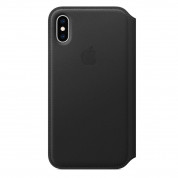 Apple Leather Folio Case - оригинален кожен (естествена кожа) калъф за iPhone XS (черен) 4