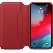 Apple Leather Folio Case - оригинален кожен (естествена кожа) калъф за iPhone XS (червен) 1