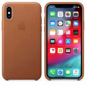 Apple iPhone Leather Case - оригинален кожен кейс (естествена кожа) за iPhone XS (кафяв) 2