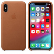 Apple iPhone Leather Case - оригинален кожен кейс (естествена кожа) за iPhone XS (кафяв) 3