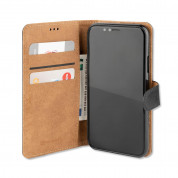 4smarts Premium Wallet Case URBAN - кожен калъф с поставка и отделение за кр. карта за iPhone XS, iPhone X (черен-кафяв) 4