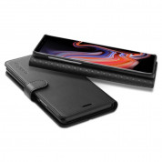 Spigen Wallet S Case - кожен калъф, тип портфейл и поставка за Samsung Galaxy Note 9 (черен) 3