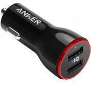 Anker PowerDrive 2 Ports Dual USB Car Charger с PowerIQ - зарядно за кола с два USB изхода за зареждане на мобилни устройства (черен)