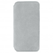 Krusell Broby 4 Card Slim Wallet Case - велурен калъф, тип портфейл за iPhone XS (сив) 3