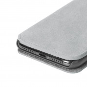 Krusell Broby 4 Card Slim Wallet Case - велурен калъф, тип портфейл за iPhone XS (сив) 2