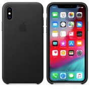 Apple iPhone Leather Case - оригинален кожен кейс (естествена кожа) за iPhone XS (черен) 3