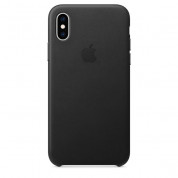 Apple iPhone Leather Case - оригинален кожен кейс (естествена кожа) за iPhone XS (черен)