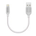 TeckNet P6010 Apple MFi Certified Lightning to USB Cable 10cm. - изключително здрав и качествен плетен Lightning кабел за iPhone, iPad, iPod с Lightning (10 см.) (сребрист) 1