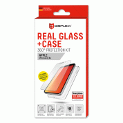 Displex Real Glass 10H Protector 2D with TPU Case - силиконов калъф и калено стъклено защитно покритие за дисплея на iPhone XS, iPhone X (прозрачен) 2