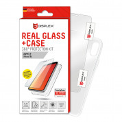 Displex Real Glass 10H Protector 2D with TPU Case - силиконов калъф и калено стъклено защитно покритие за дисплея на iPhone XR (прозрачен)