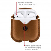 TwelveSouth AirSnap Leather Case - кожен калъф (ествествена кожа) за Apple AirPods и Apple AirPods 2 (кафяв) 1