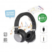 4smarts Stereo Headset Eara One with USB-C and 3.5 mm - слушалки с 3.5 мм. аудио жак с микрофон и USB-C адаптер за мобилни устройства (черен) 4