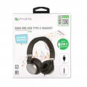 4smarts Stereo Headset Eara One with USB-C and 3.5 mm - слушалки с 3.5 мм. аудио жак с микрофон и USB-C адаптер за мобилни устройства (черен) 5
