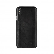 Bugatti Londra Full Grain Case - кожен (естесвена кожа) кейс с джоб за кредитна карта за iPhone XS, iPhone X (черен)