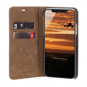 JT Berlin LeatherBook Tegel Case - хоризонтален кожен (естествена кожа) калъф тип портфейл за iPhone XS Max (кафяв) 4