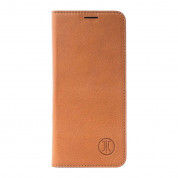 JT Berlin LeatherBook Tegel Case - хоризонтален кожен (естествена кожа) калъф тип портфейл за iPhone XS Max (кафяв)