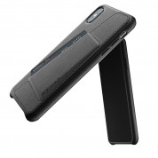 Mujjo Leather Wallet Case - кожен (естествена кожа) кейс с джоб за кредитна карта за iPhone XS Max (черен) 1