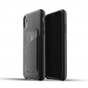 Mujjo Full Leather Wallet Case- кожен (естествена кожа) кейс с джоб за кредитна карта за iPhone XR (черен)
