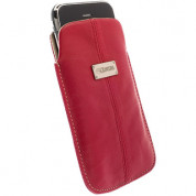 Krusell Luna Pouch L - кожен калъф за iPhone 4/4S, HTC, Sony, Samsung, Nokia и мобилни телефони (червен)