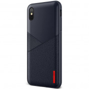 Verus Leather Fit Label Case - удароустойчив силиконов (TPU) калъф за iPhone XS Max (тъмносин)