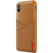 Verus Leather Fit Label Case - удароустойчив силиконов (TPU) калъф за iPhone XS Max (кафяв) 1