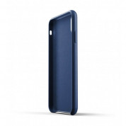 Mujjo Leather Wallet Case - кожен (естествена кожа) кейс с джоб за кредитна карта за iPhone XS Max (син) 3