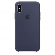 Apple Silicone Case - оригинален силиконов кейс за iPhone XS (тъмносин)