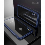 Baseus See-through Glass - силиконов (TPU) калъф със стъклен гръб за iPhone X (син) 4