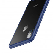 Baseus See-through Glass - силиконов (TPU) калъф със стъклен гръб за iPhone X (син) 3