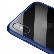 Baseus See-through Glass - силиконов (TPU) калъф със стъклен гръб за iPhone X (син) 2