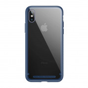Baseus See-through Glass - силиконов (TPU) калъф със стъклен гръб за iPhone X (син)