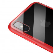 Baseus See-through Glass - силиконов (TPU) калъф със стъклен гръб за iPhone X (червен) 2