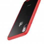 Baseus See-through Glass - силиконов (TPU) калъф със стъклен гръб за iPhone X (червен) 3