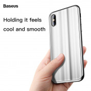 Baseus Glass Sparkling Case - силиконов (TPU) калъф със стъклен гръб за iPhone X (бял) 2