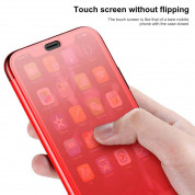 Baseus Touchable Case - силиконов (TPU) калъф, тип портфейл през който виждате информация от дисплея за iPhone X (червен) 3