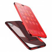 Baseus Touchable Case - силиконов (TPU) калъф, тип портфейл през който виждате информация от дисплея за iPhone X (червен)