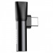 Baseus USB-C + 3.5 mm Adapter - пасивен адаптер USB-C към 3.5 мм. аудио изход и USB-C изход за устройства с USB-C порт (черен) 3