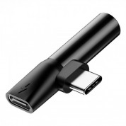Baseus USB-C + 3.5 mm Adapter - пасивен адаптер USB-C към 3.5 мм. аудио изход и USB-C изход за устройства с USB-C порт (черен)