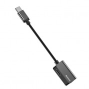 Baseus USB-C + 3.5 mm Cable - пасивен адаптер USB-C към 3.5 мм. аудио изход и USB-C изход за устройства с USB-C порт 