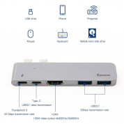 Baseus Thunderbolt C+ USB-C Hub (CAHUB-B0G) - мултифункционален хъб за свързване на допълнителна периферия за MacBook Pro (тъмносив) 4